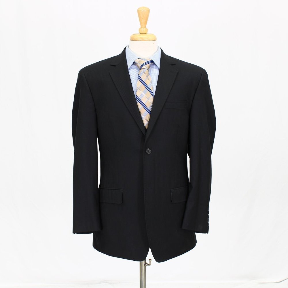 Joseph Abboud 40R Black Striped 2-Button Sport Coat Blazer Jacket V543